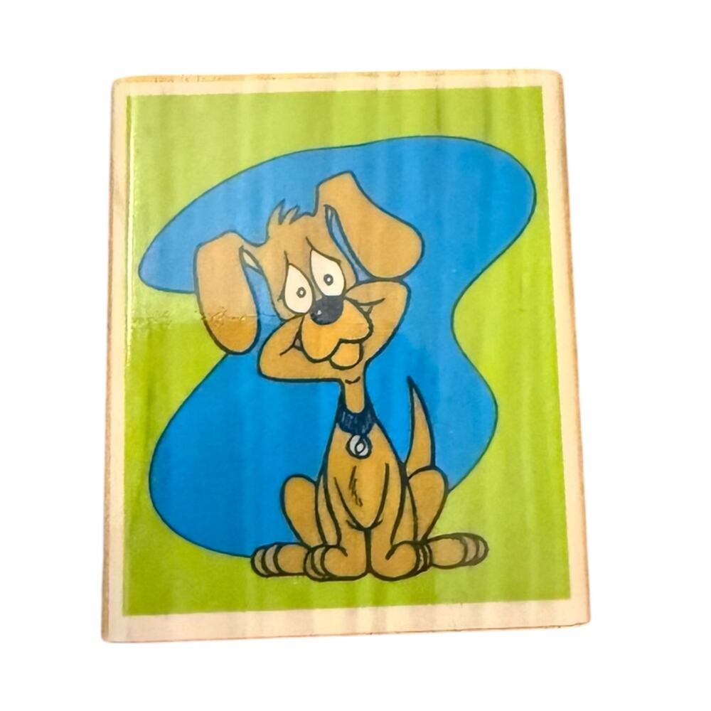 Silly Smiling Happy Dog Rubber Stamp